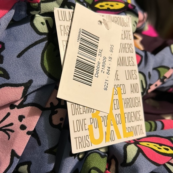 New Lularoe multicolored floral Debbie long sleeve dress plus size 3X XxxL - Picture 4 of 4